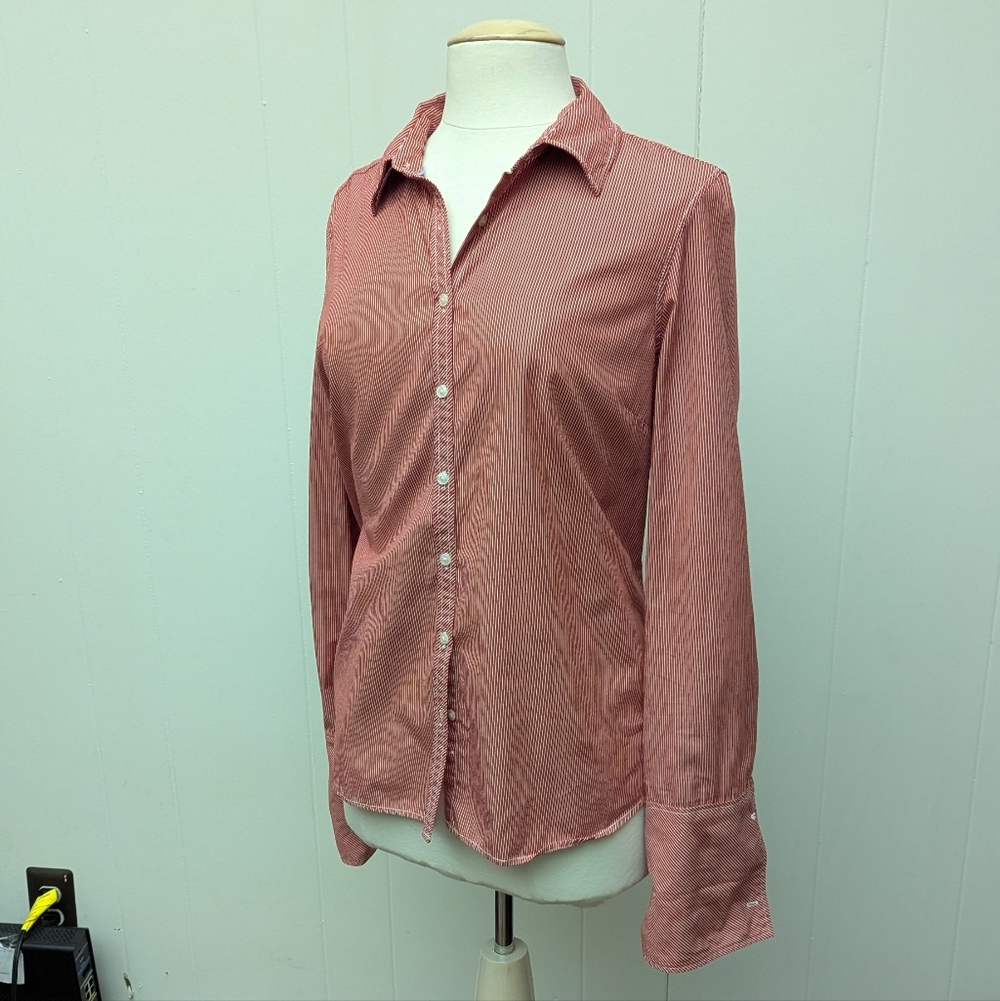 Vintage Y2K Red And White Striped Button Down By Tommy Hilfiger Size L - Picture 2 of 7
